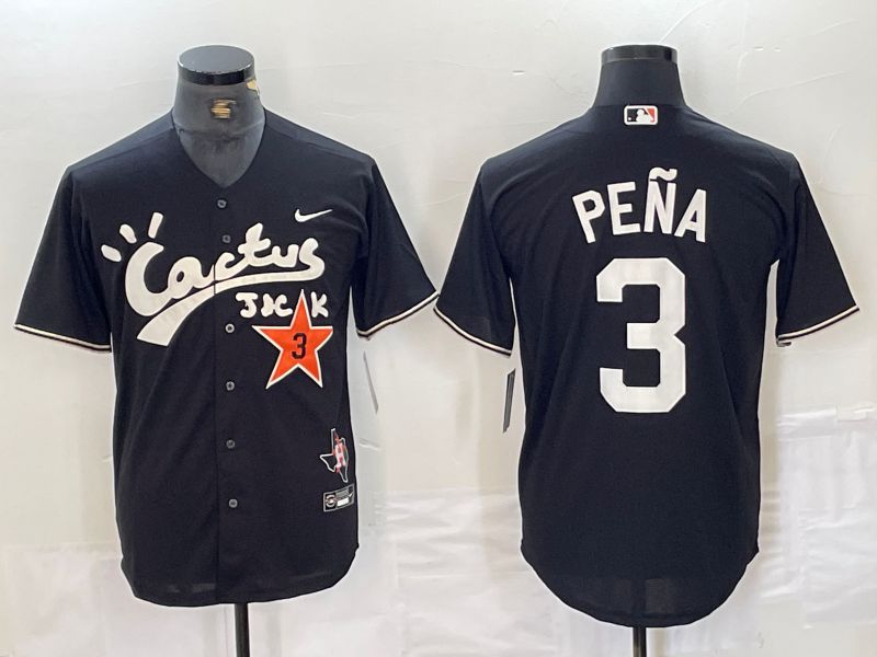 Men Houston Astros #3 Pena Black Second generation joint name Nike 2024 MLB Jersey style 1->denver broncos->NFL Jersey